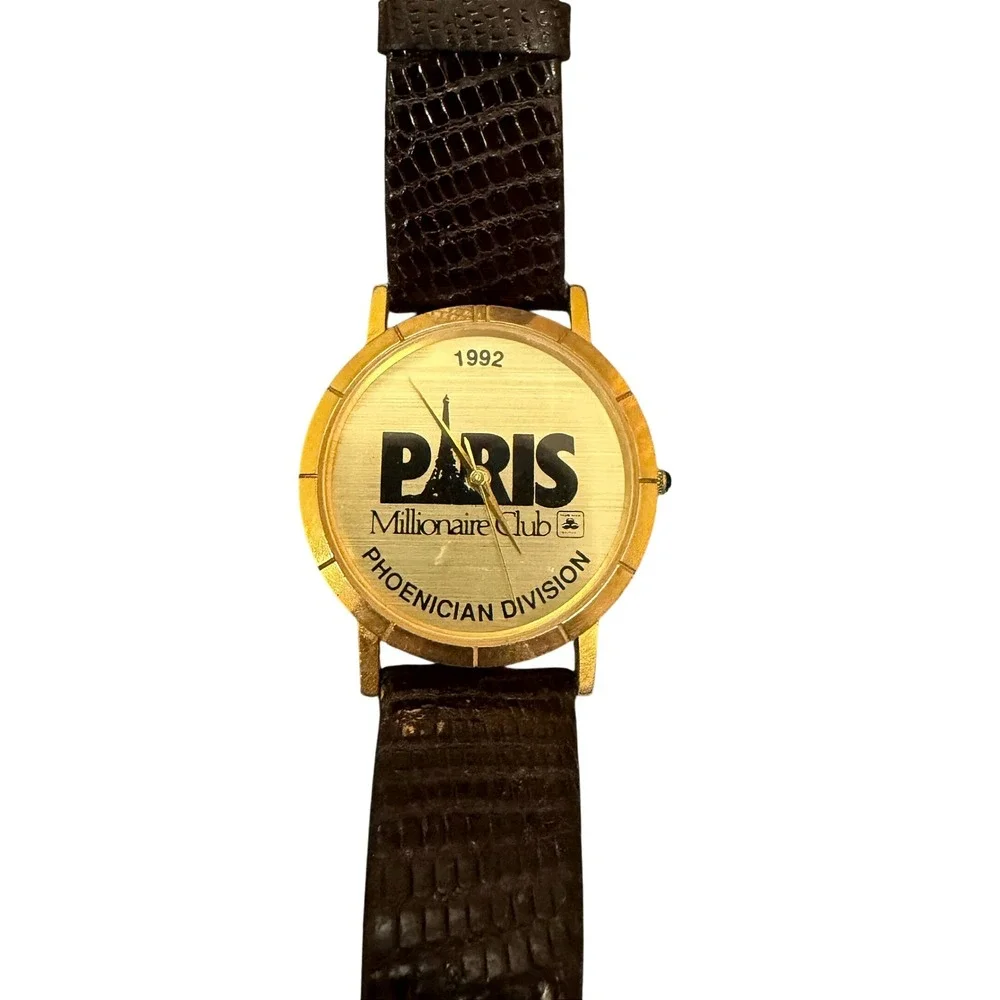 Vintage 1992 Paris Millionaire Club Watch Image Watches Japan Movt Gold Tone